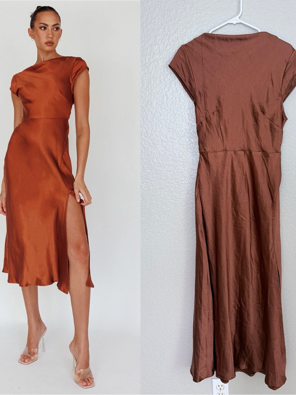 Selfie Leslie Lucinda Twist Back Midi Dress Brown